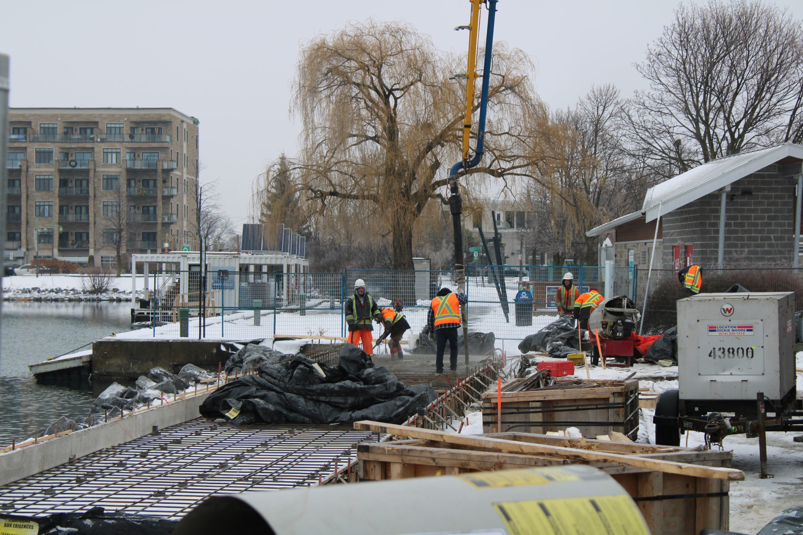 Travaux hivernaux de la stabilisation des berges de la baie Saint-François